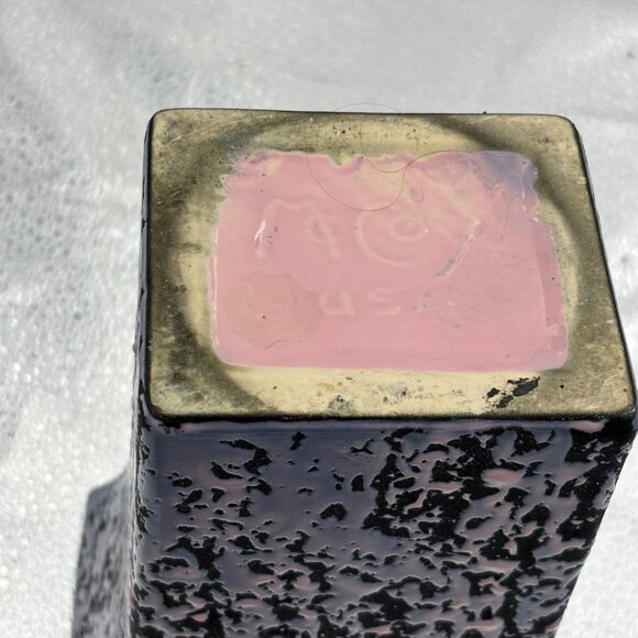 VTG McCoy‎ Pottery Vase Pink Black Speckled Ceramic Mid-Century Modern Signed - Picture 10 of 14